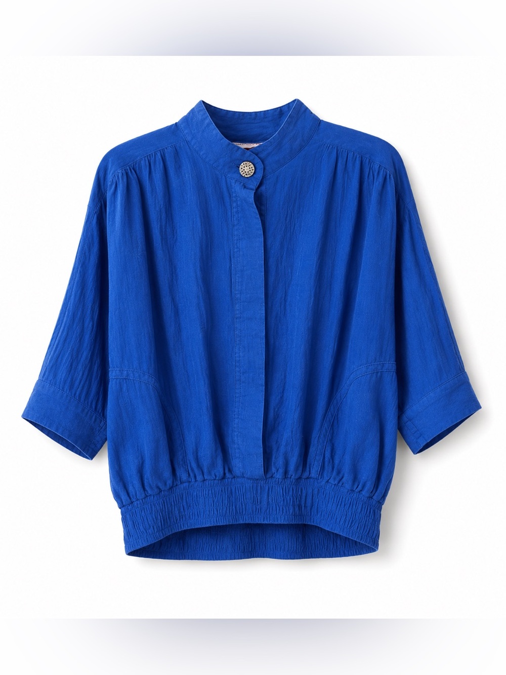 Vintage cotton cobalt blue top by Alice Martin pullover with pockets